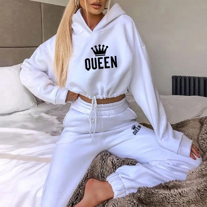 2-Piece Queen Crop-Top Hoodie & Sweatpants