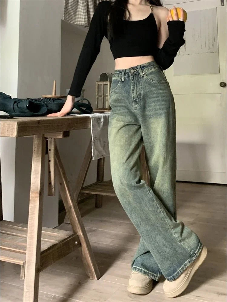 Washed Baggy Wide Leg Jeans